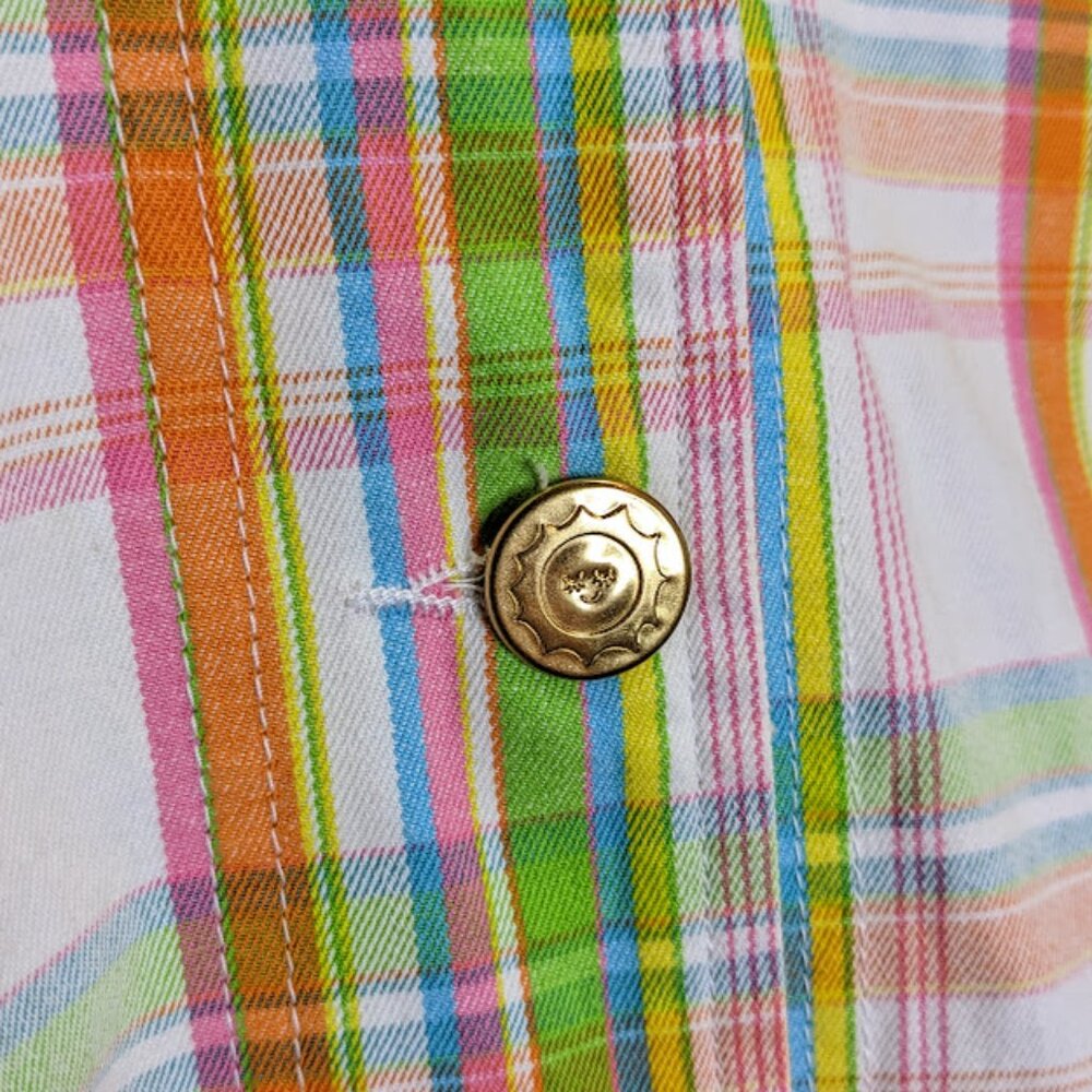 Big Bud Press Sailor Jacket Size M Lightweight Spring Rainbow Plaid - Picture 4 of 5